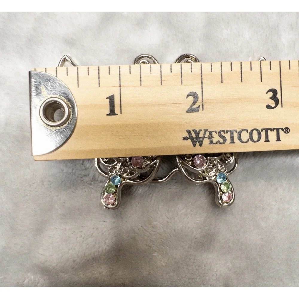 Silver Jeweled Butterfly Belt Buckle Western Boho 3